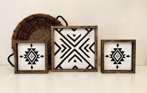 Boho Aztec Compass - Wood Sign