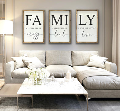 Family Sign Set of 3 - Wood Signs