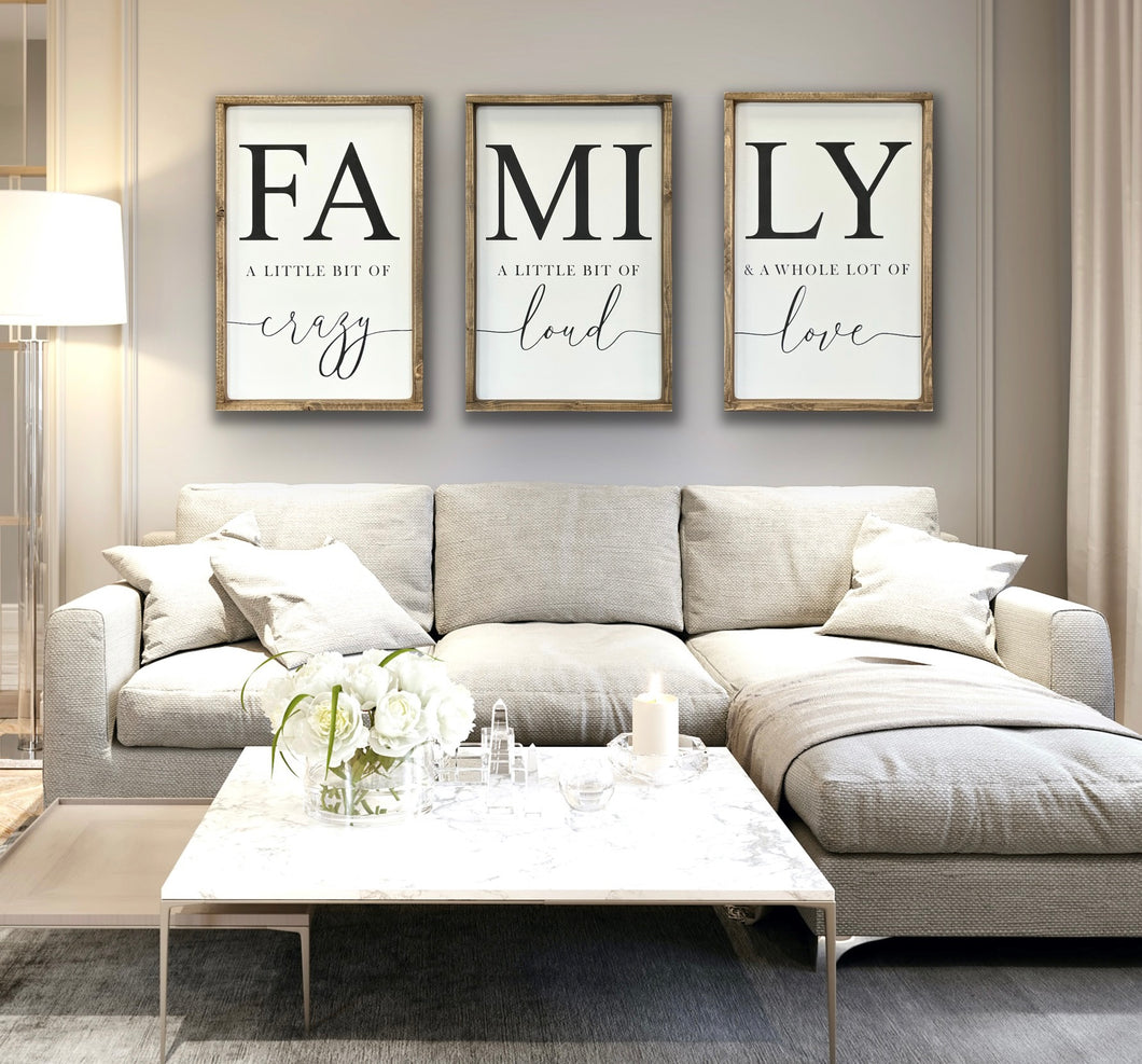 Family Sign Set of 3 - Wood Signs