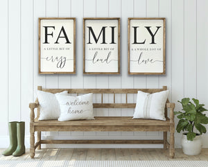 Family Sign Set of 3 - Wood Signs