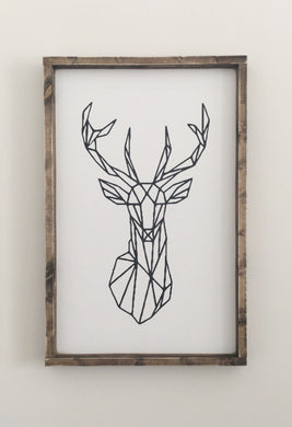 Geometric Deer Wood Sign