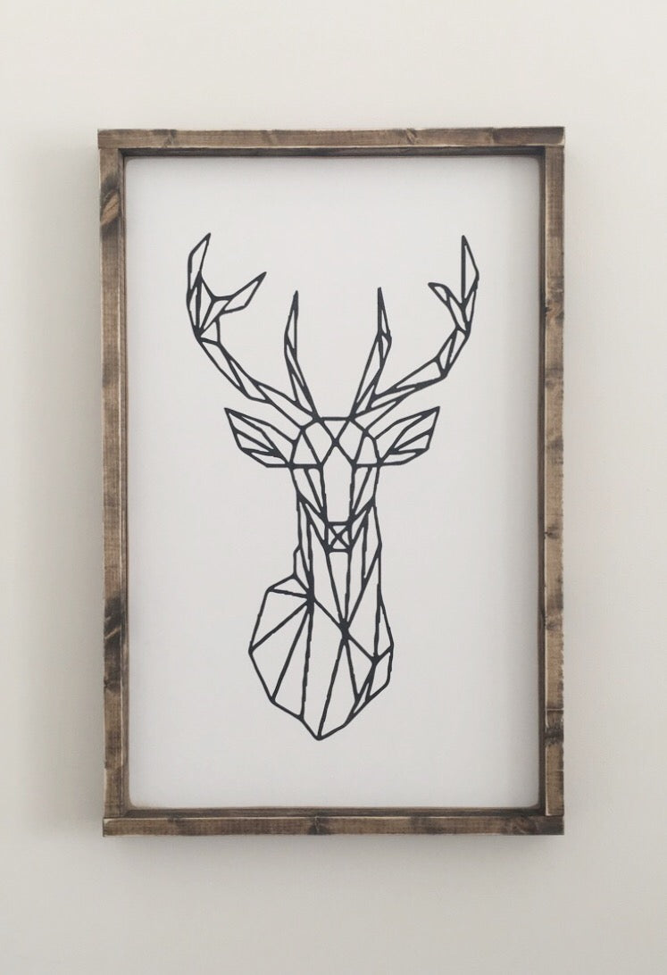 Geometric Deer Wood Sign
