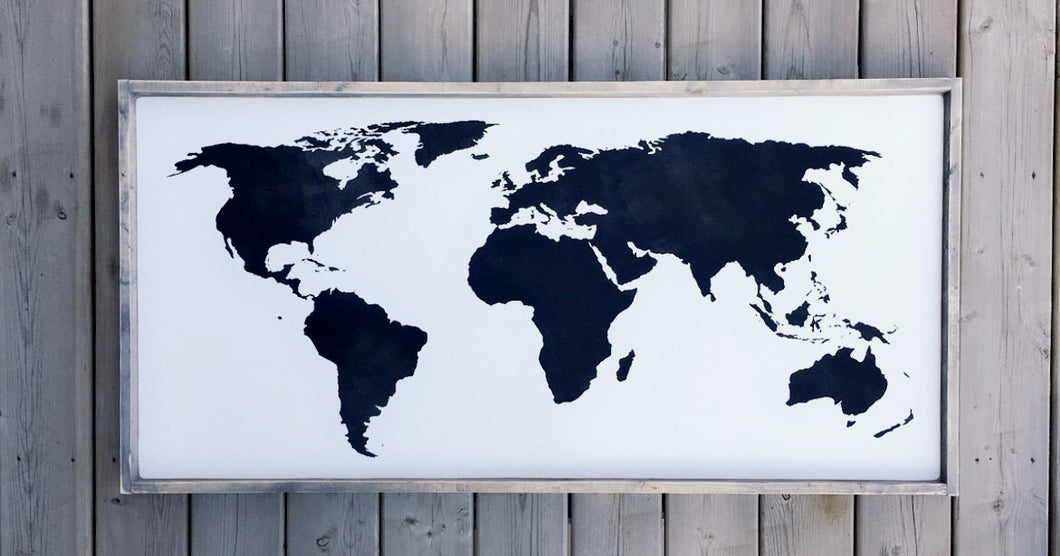 World Map Wood Sign