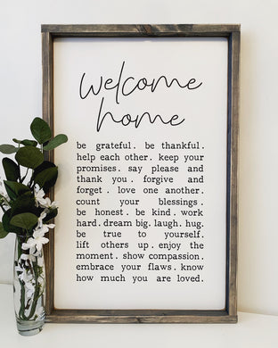 Welcome Home List - Wood Sign