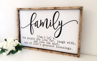 Family Definition Wood Sign