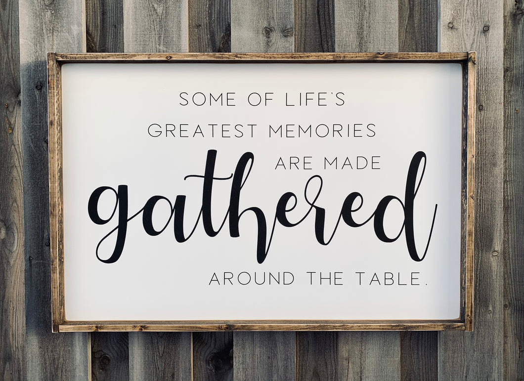 Gathered Around The Table - Wood Sign