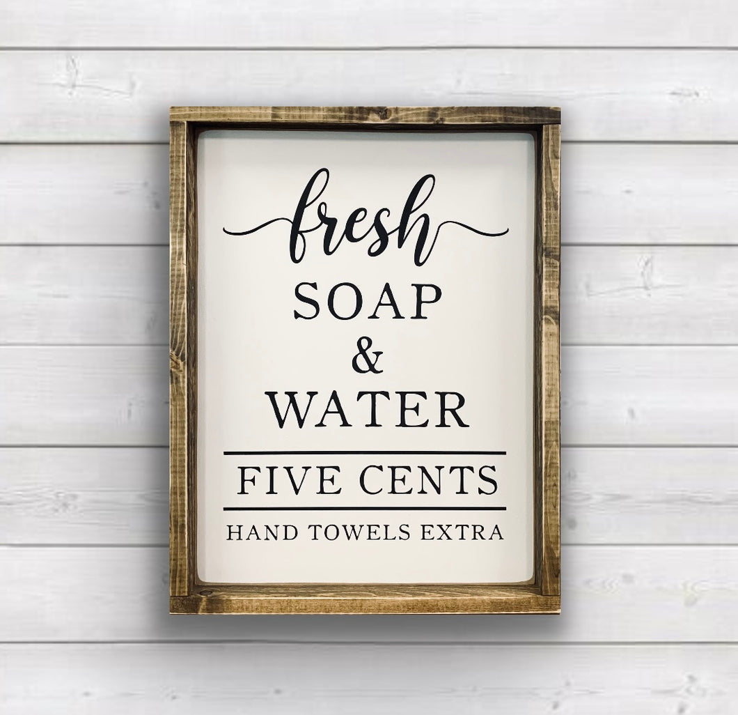 Fresh Soap & Water Bathroom Wood Sign