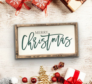 Merry Christmas Green or Red Mini - Wood Sign