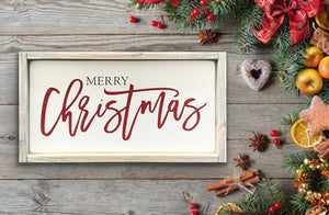 Merry Christmas Green or Red Mini - Wood Sign