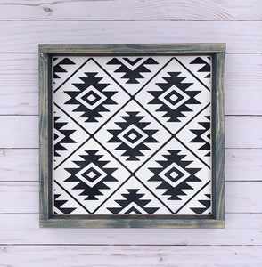 Boho Aztec North Print - Wood Sign