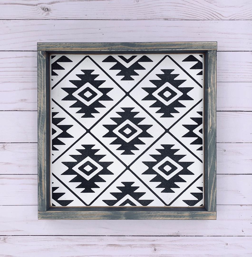 Boho Aztec North Print - Wood Sign