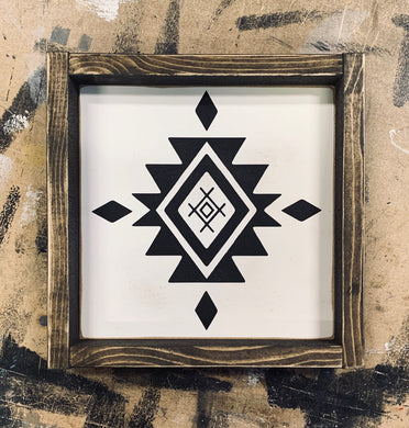 Boho Aztec Compass - Wood Sign