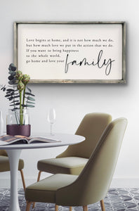 3D Love begins at Home - Wood Sign