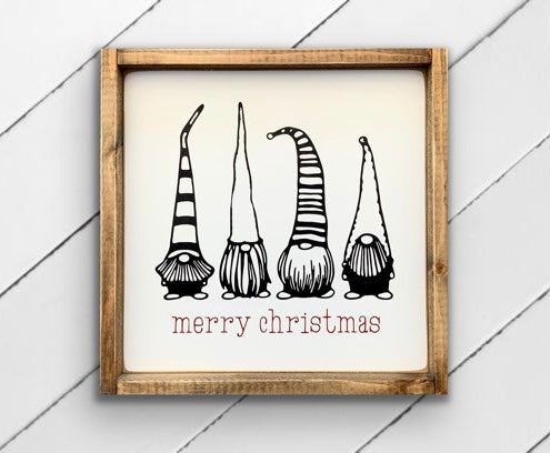 Merry Christmas Gnomes - Wood Sign